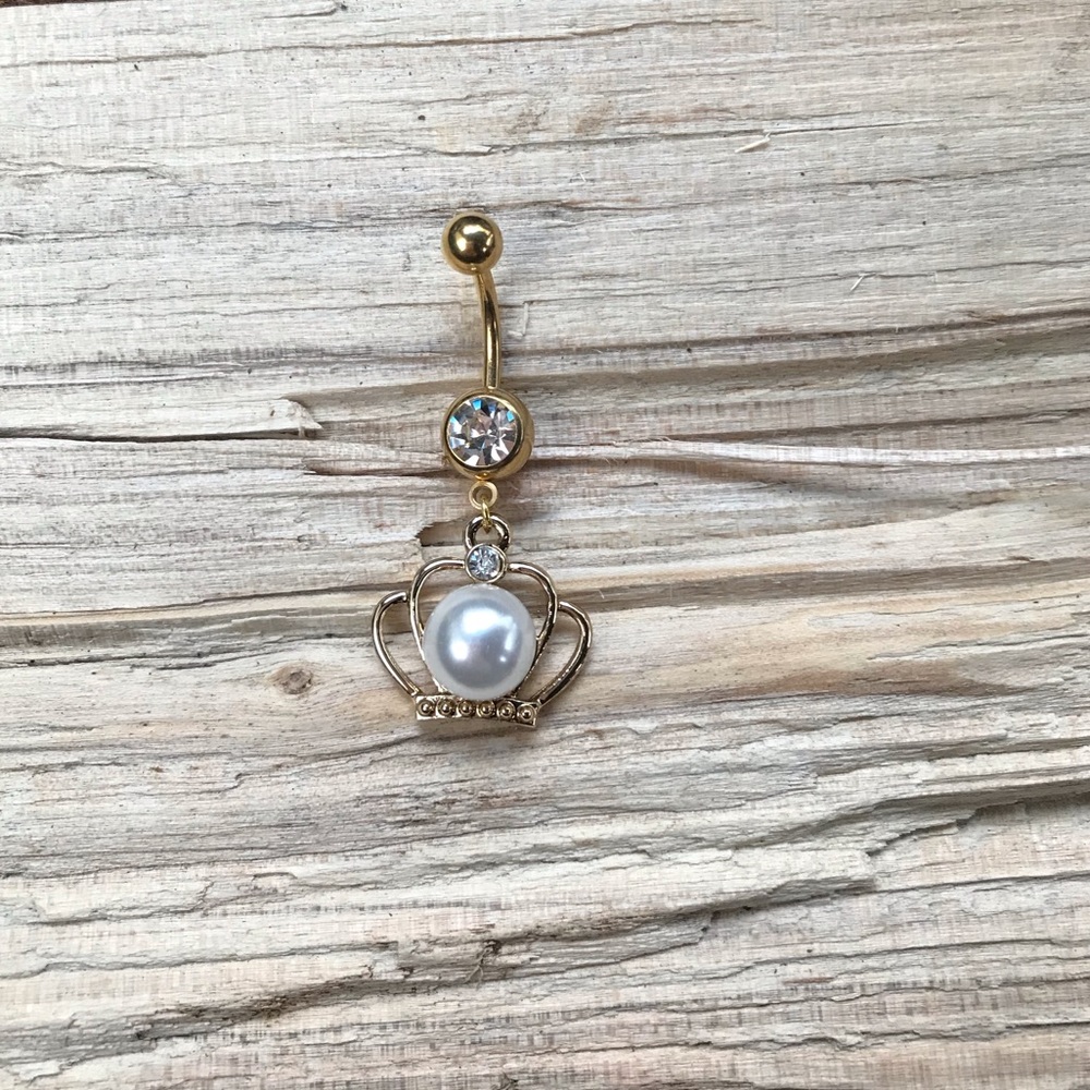 Gold Crown Belly Button‎ Ring